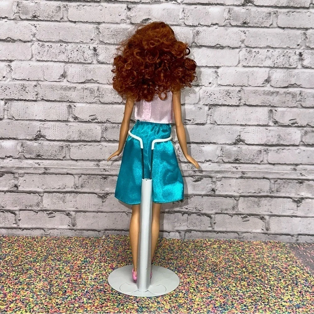 Barbie Fashionistas Terrific Teal Doll 2016 Outfit Shoes DMF31 Red Curly Hair